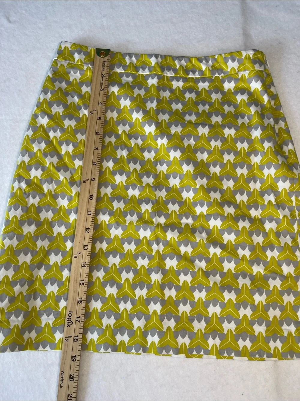 Banana Republic Milly Collection Geometric Print A-Line Skirt Size 2 Yellow Gray
